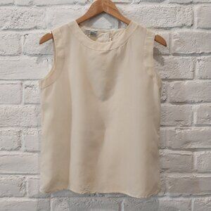 100% Silk Tank Top Beige Womens Medium by Sunny Leigh Lightweight Sleeveless